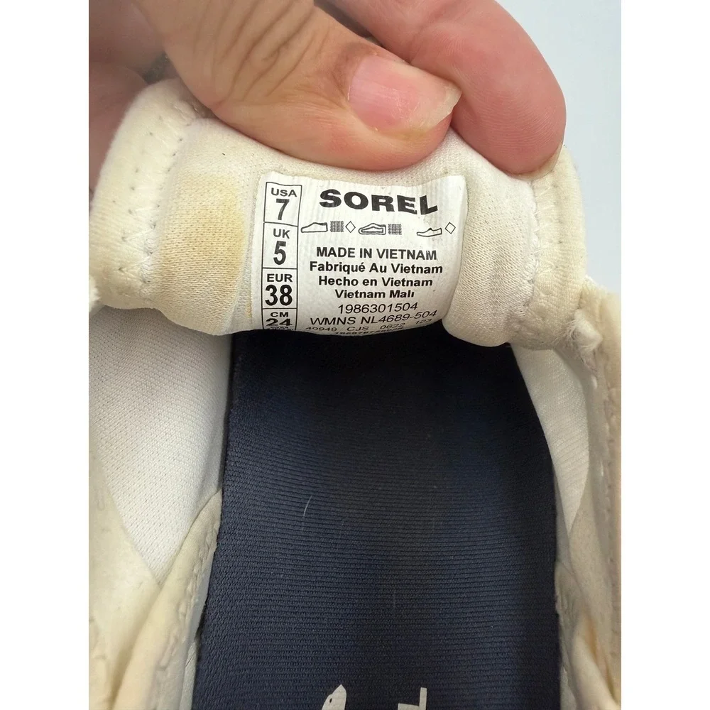 Sorel Kinetic Breakthru Tech Lace Sneakers Pink White Olive Women Shoes Sz 7